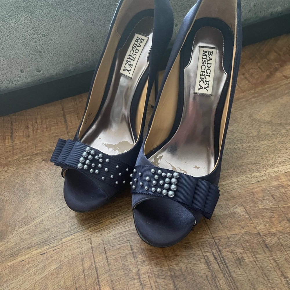 Badgley Mischka Sateen Embellished Stiletto